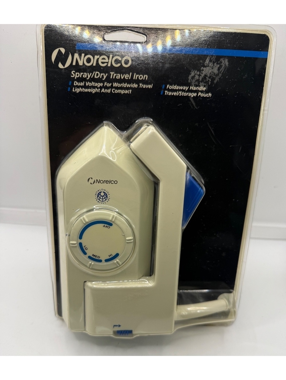 Norelco Spray/Dry Travel Iron with Foldaway Handle and Travel Pouch